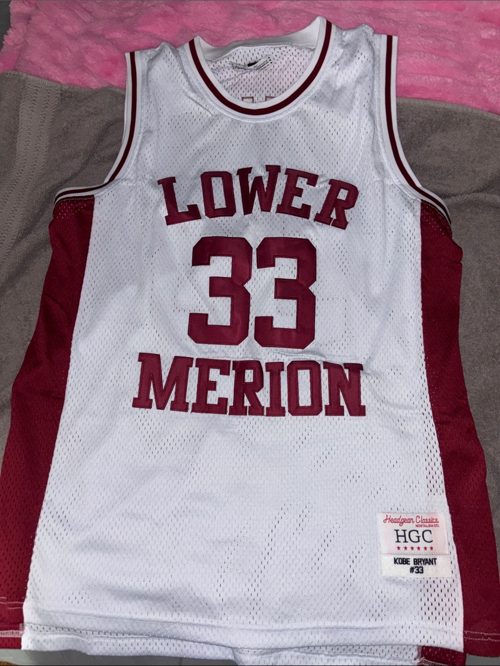 Nostalgia White & Maroon Lower Merion #33 Basketball Jersey